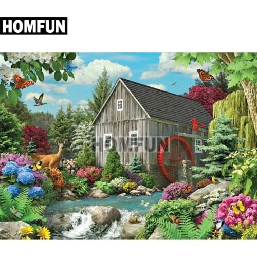 HOMFUN Full Square/Round Drill 5D DIY Diamond Painting "Spring Scenic" 3D Embroidery Cross Stitch 5D Home Decor A00854