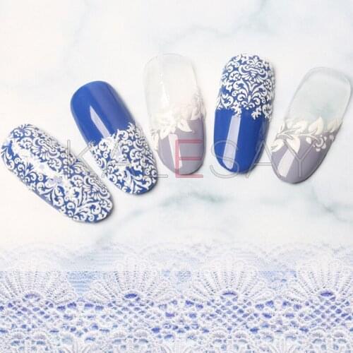 White Lace Nail Sticker 3D Manicure Decals for Nails Design Sticker Back Glue Foil of hollow Nail Art Sticker Decoration on Nail