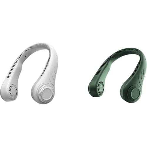 Mini Bladeless Fan Neck Fan 2000MAh USB Rechargeable Fan Mute Sports Fans for Home Outdoor