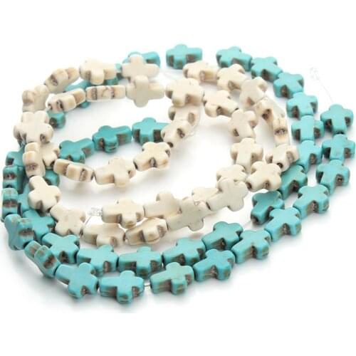 Approx.38pcs/lot 8x10mm Small Blue/White Created Stone Cross Seed Beads Loose spacer Beads for DIY Jewelry Accessories F1274