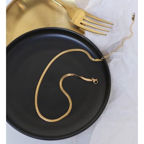 Stainless Steel Jewelry Tarnish Free & Anti-allergy 18 k Plated 3mm Snake Chains Choker Necklace For Women Fashion Jewelry