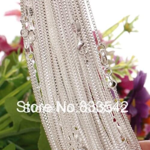 Bulk Wholesale Lots 10PCS Silver Color 1.2mm Necklace Snake Box Chain 16''-30' for Women with Lobster Clasp