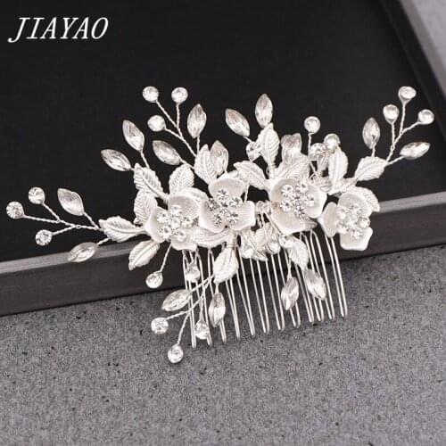 Silver Color Flower Hair Comb Rhinestone Hair Accessories Bride Hair Comb Head Jewelry Womens Accessories Wedding Hair Jewelry