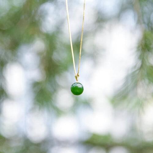 Natural Hetian Jade Green Jade Pendant S925 Sterling Silver Lucky Jade Necklace Pendant Clavicle Chain Girlfriends' Gift to Give