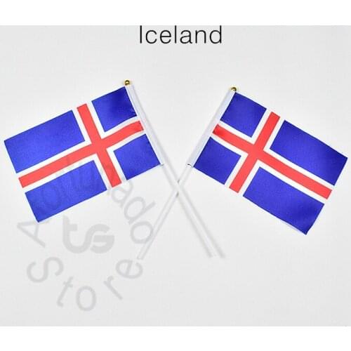 Iceland 14*21cm flag Banner hand waving National flag Home Decoration flag banner
