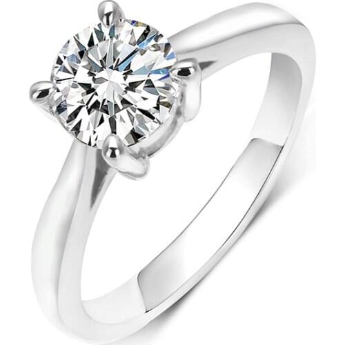 0.5ct 1ct Round Cut Moissanites 925 Silver Plated 18K Gold Ring Diamond Fashion Love Token Fashion Girlfriend Gift