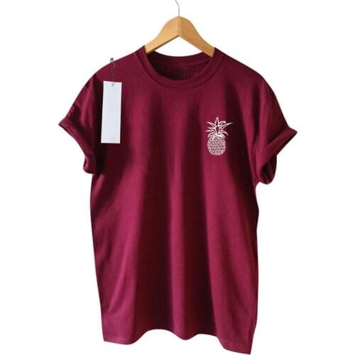 Fashion Women Fruit Print Pineapple Summer T-shirt O-neck Casual Short Sleeve Female Tee Top Woman Clothes New