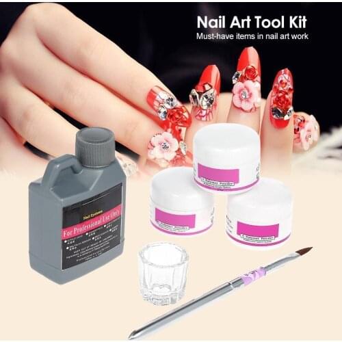6 IN 1 Acrylic Nail Art Set Liquid Polymer Powder Tips Forms Manicure Tool A1F5
