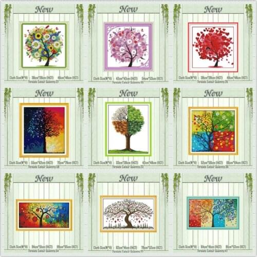 Four seasons money tree Happy diy painting counted print on the canvas DMC 11CT 14CT kits Cross Stitch embroidery needlework Set