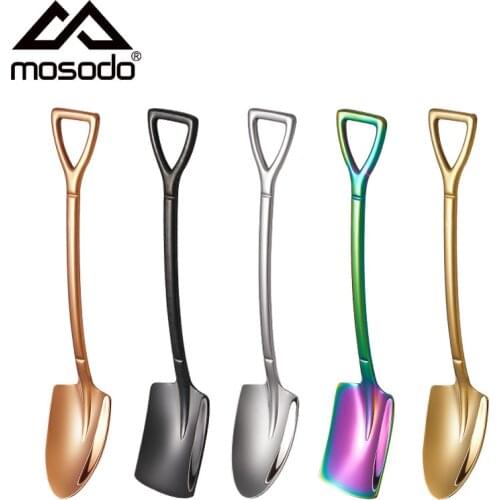 Stainless Steel Iron Flat Shovel Spoon Coffee Spoon Ice Cream Engineering Shovel Retro Cute Square Head Spoon Kitchen Gadget