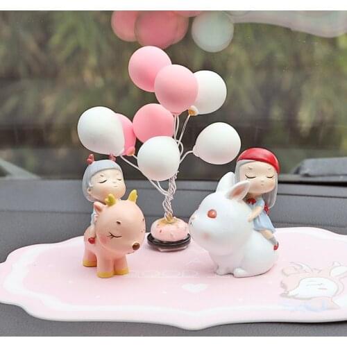 New Creative Cute Cartoon Resin Rabbit Deer Home Ornament Car Decoration Cake baking Little Girl Sculpture Crafts Gift
