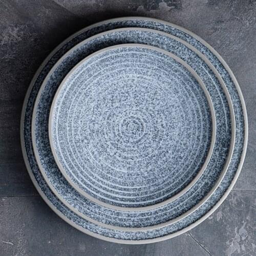 Single Ceramic Plates KINGLANG Original Designed Looks Like Stone Big Dinner Plate Sallow Salad Bowl