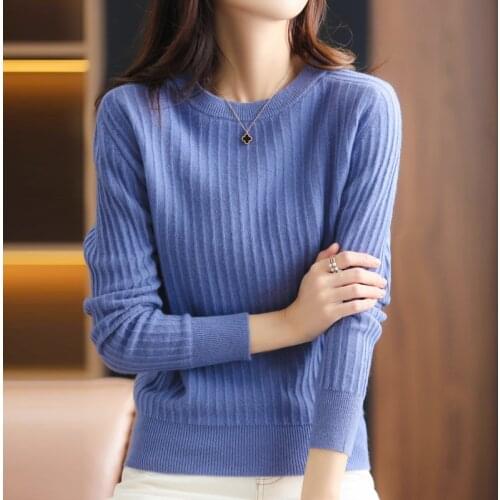 2021 autumn and winter new style 100% pure Wool round neck Sweater women loose pullover warm Cashmere sweater bottoming shirt