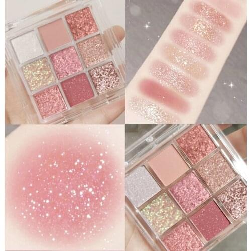 9 Colors Transparent Acrylic Eyeshadow Palette Matte Pearlescent Pigment Smoky Eye Shadows Waterproof Korea Cosmetics TSLM1