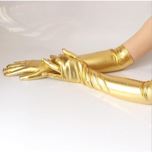 1 pair Showgirl Gloves Gogo Dancing Gloves Costume Accessory gloves Stage performance Gloves gold and silver gloves # CUF19004