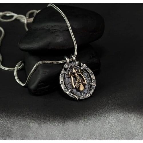 Special Design Vintage Aquaman Spear 925 K Silver Male Necklace