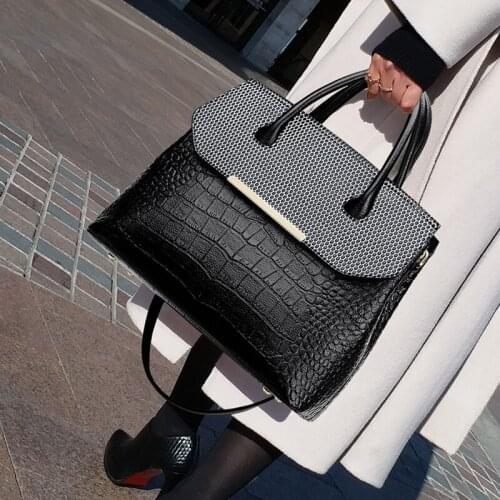 Handbags Crocodile Pattern Tote Shoulder Bags Autumn Fashion Designer Big Bag for Women Casual Female Black Messenger Bags