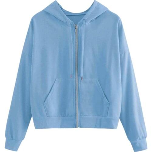 Zip up Oversized hoodie Kawaii Long Sleeve Sweatshirt Women pulovers clothes harajuku Solid Female with Pocket korean fashion