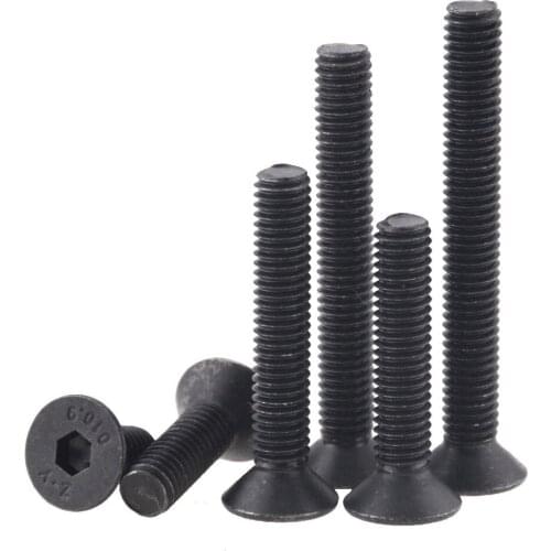 10PCS M5x8-50 10 12 16 45 Hexagon Socket Flat Countersunk Head Screw Carbon Steel Hex Socket Bolts Machine Screw DIN7991 M5*8