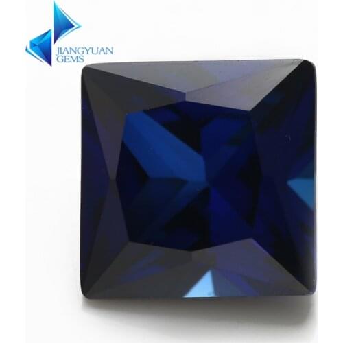 Factory Price Size 3x3~8x8mm Square Cut 34# Stone Princess Cut Blue Synthetic Corundum Gems stone For jewelry