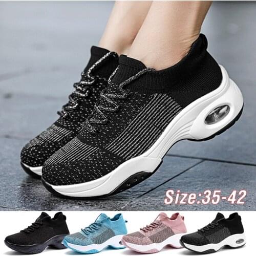 Women Tennis Shoes Breathable 5CM Height Increase Sports Sneakers Air Cushion Female Walking Sock Shoes Thick Bottom Platforms