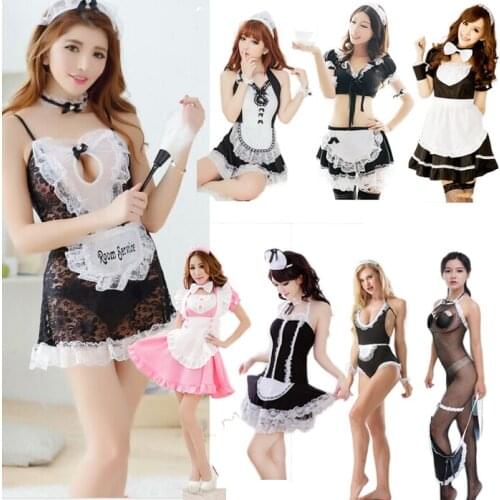 Hot Lace maid lingerie sexy costumes sexy game underwear erotic french maid outfit miniskirt fetish underwear roleplay for women