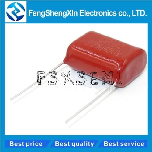 10pcs/lot 450V 2.2uF CBB Polypropylene film capacitor pitch 20mm 225 2.2uF 450V CBB22 225J450V