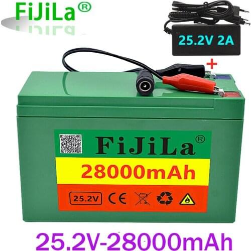 100% New 18650 Battery Pack Lithium-ion 6s3p 24V 28Ah 18650, 25.2v 28000mAh pour velo electrique, avec chargeur