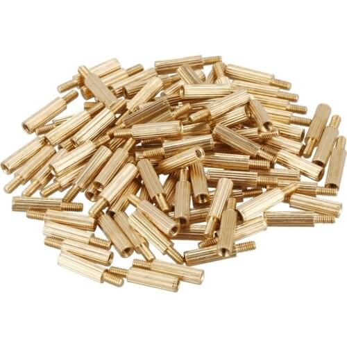 100pcs Male to Female Thread PCB Board Brass Pillars Standoff M2 x 10mm Promotion