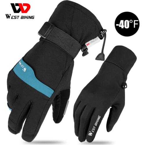 WEST BIKING 2 Pairs Suit Ski Gloves Winter Super Warm 3M Thinsulate Snowmobile Touch Screen Motorcycle Cycling Sports Gloves