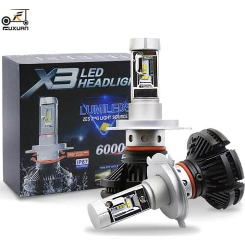 FUXUAN 2pcs H7 led headlight 50W 12000LM LED Car Headlight 6000K ZES Chip H1 H11 9005 HB3 H4 9006 HB4 LED fog Lamp Auto