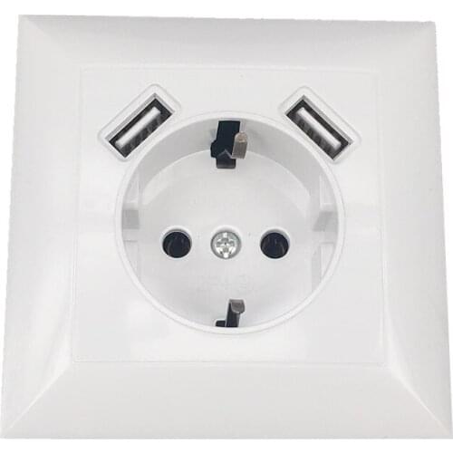 2020 new wall electronic socket 5V2A eu standard power outlet with dual home usb plug charger power socket with usb V7