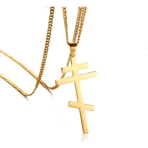 2021 Fashion Vintage Stainless Steel Orthodox Cross Personalized Pendant Hip Hop Necklace Suitable For Mens Accessories