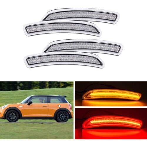 4x Fits For BMW Mini Cooper F55 F56 HardTop F57 Convertible 2014-2019 Front&Rear Amber Red Led Fender Side Marker Lights