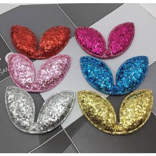 10pcs Rabbit Ear Ball Padded Appliques For Clothes DIY Baby Hair Clip Headwear Decor Ornament Accessories