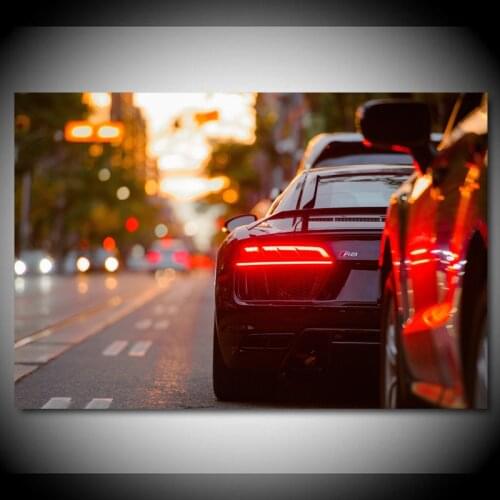 Audis R8 Back View Headlights Supercar Posters Home Decor Wall Art Painting Canvas Printed Room Decoration