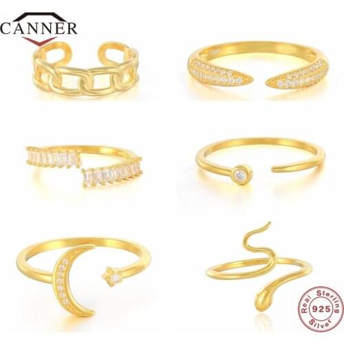CANNER Adjustable 925 Sterling Silver Ring for Women Open Size Finger Rings Silver 925 Statement Wedding Jewelry Anillos Gift