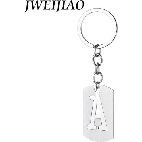 JWEIJIAO Removable English Letter "A" Keychain Geometric Pendant Stainless Steel Men Car Key Chians Holder Keyring SS61