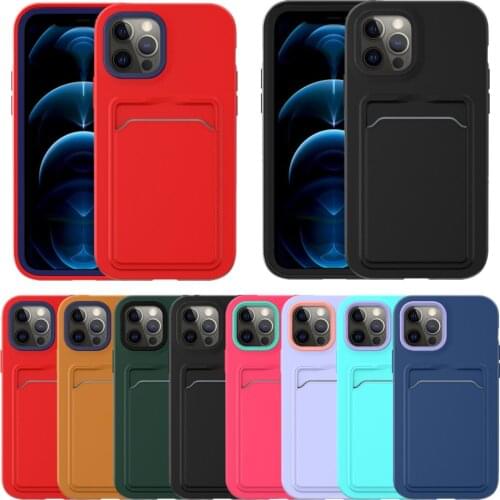 Phone Case with Integrated Card Slot for iPhone 12 11 Pro Max XS XR Hybrid Shockproof Soft TPU Back Cover PC Front Bumper Fundas