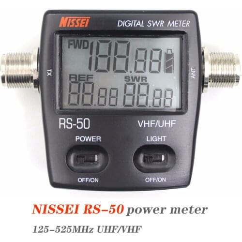 NISSEI RS-50 Digital SWR Meter UHF/VHF 125-525MHz LED Screen Radio Power Counter for TYT Baofeng Two Way Radio