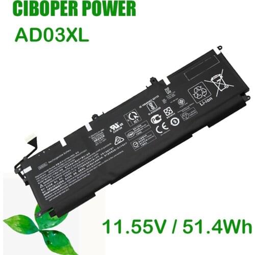 CP Genuine Laptop Battery AD03XL AD03 HSTNN-DB8D 921409-2C1 921439-855 51.4Wh For 13-AD009NS 13-AD003 AD105TX AD103TX TPN-128
