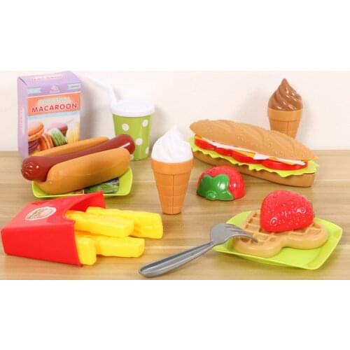 Children Simulation Food Hamburger Hotdog Kitchen Toy Set Pretend Play Miniature Snack Burger Educational Toys For Girl Kids