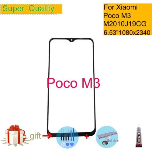 For Xiaomi Poco M3 Touch Screen Panel Front Outer Glass Lens For Poco M3 M2010J19CG LCD Glass Front Replacement