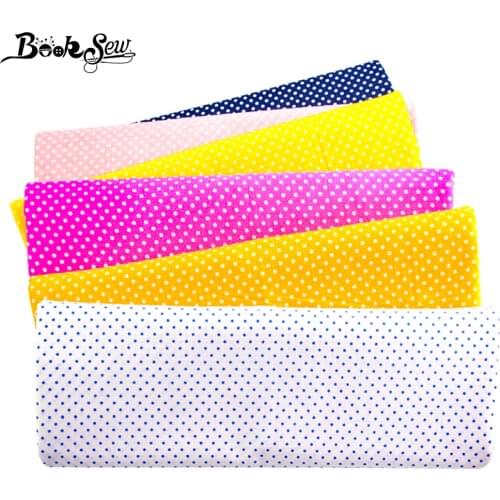 Booksew 100% Cotton Fabric Meter Telas Por Metro Yellow Printed White Dots Telas De Algodon Para Patchwork Sewing Plain Material