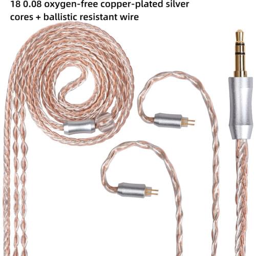 FDBRO 8core 2.5/3.5/4.4mm Balanced Silver Plated Headset Cable Earphone Audio Wire MMCX 2Pin 0.78mm Cable For SE215 SE315 SE425