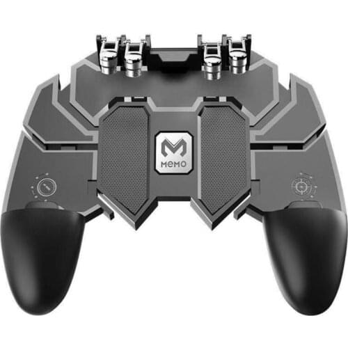 MEMO AK77 Six Finger All-in-One Mobile Game Controller with Dual Fans Free Fire Key Button Joystick Gamepad Radiator for PUBG