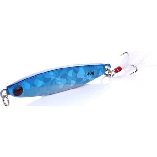HENGJIA 1PCS Hard Metal Lead Head Jig Squid Fishing Lure 8cm 40g 6#Hook Saltwater Deep Sea Sinking Fishing Tackle