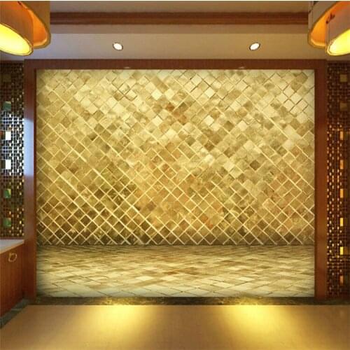 Custom Upscale Atmosphere Lingge Golden Brick 3D Wallpaper for Walls Bedroom 3D Wall Paper Murals Living Room TV Backdrop Hotel