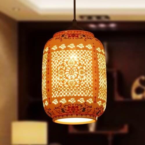 Chinese Pendant lamp for Kitchen Dining Room Living Room Suspension luminaire Hanging Ceramic Bedroom Chandeliers Fixtures