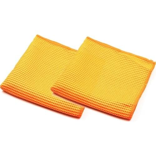 2Pc Car Wash Towel Glass Cleaning Water Drying Microfiber Window Clean Wipe Auto Detailing Waffle Weave For Kitchen Bath